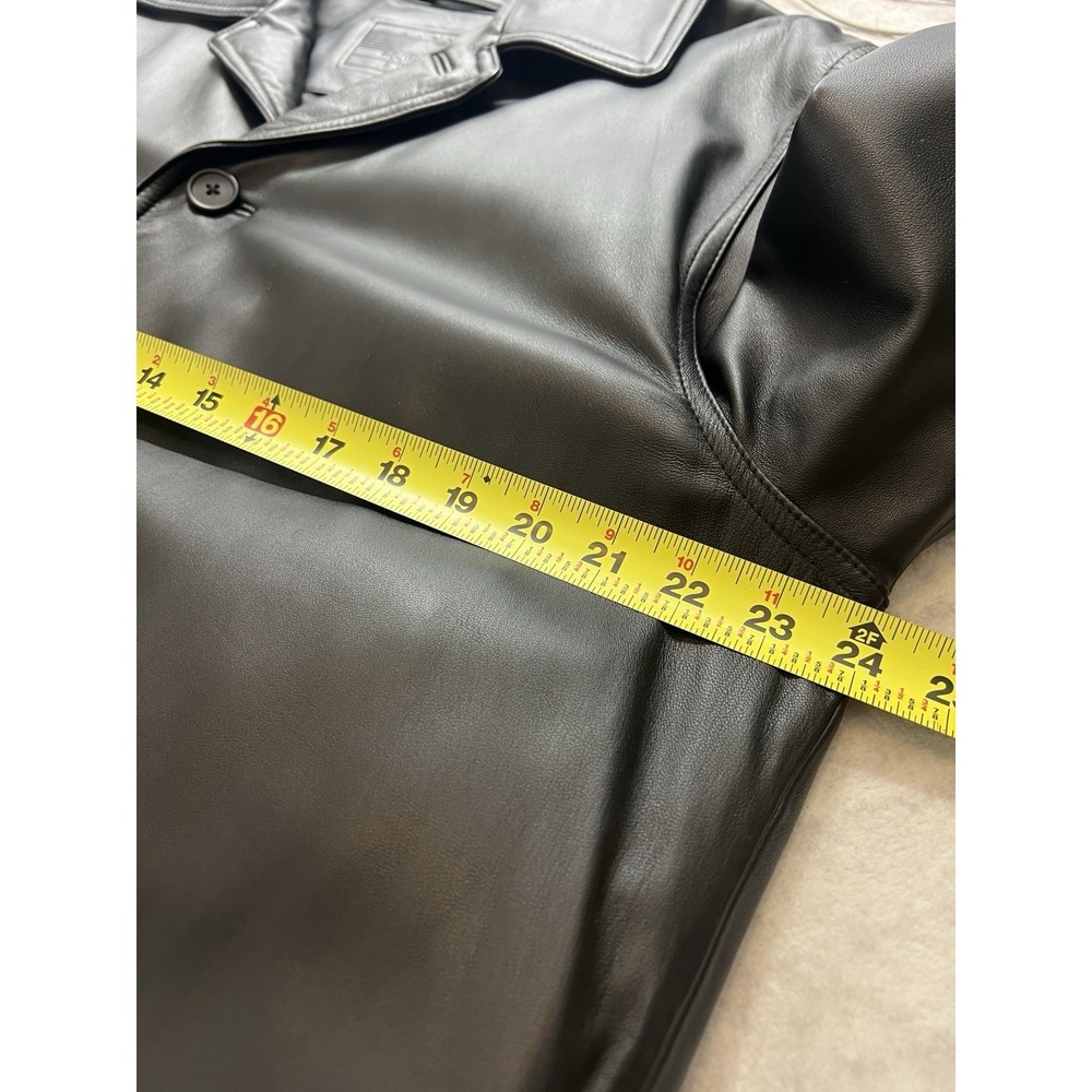 Black Lambskin Leather Car Coat Jacket Mens Large Roundtree & Yorke Classic - Picture 6 of 14